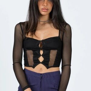 Princess Polly Zeena Long Sleeve Mesh Corset Black